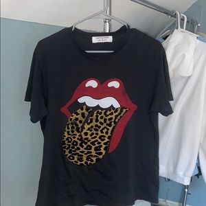 Free people Rolling Stones leopard tongue tee